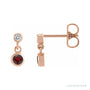 Sapphire Row Natural Gemstone Two-Stone Bezel Earrings - Mozambique Garnet, 14K Rose Gold