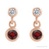 Sapphire Row Natural Gemstone Two-Stone Bezel Earrings - Mozambique Garnet, 14K Rose Gold (view 2)
