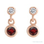 Sapphire Row Natural Gemstone Two-Stone Bezel Earrings - Mozambique Garnet, 14K Rose Gold (view 2)