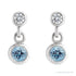 Sapphire Row Natural Gemstone Two-Stone Bezel Earrings - Aquamarine, Platinum (view 2)
