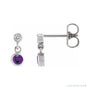 Sapphire Row Natural Gemstone Two-Stone Bezel Earrings - Amethyst, 14K White Gold