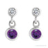Sapphire Row Natural Gemstone Two-Stone Bezel Earrings - Amethyst, 14K White Gold (view 2)