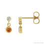 Sapphire Row Natural Gemstone Two-Stone Bezel Earrings - Citrine, 14K Yellow Gold