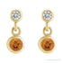 Sapphire Row Natural Gemstone Two-Stone Bezel Earrings - Citrine, 14K Yellow Gold (view 2)