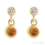 Sapphire Row Natural Gemstone Two-Stone Bezel Earrings - Citrine, 14K Yellow Gold (view 2)