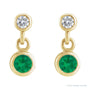 Sapphire Row Natural Gemstone Two-Stone Bezel Earrings - Emerald, 14K Yellow Gold (view 2)