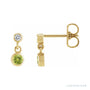 Sapphire Row Natural Gemstone Two-Stone Bezel Earrings - Peridot, 14K Yellow Gold