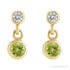 Sapphire Row Natural Gemstone Two-Stone Bezel Earrings - Peridot, 14K Yellow Gold (view 2)