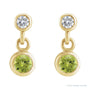 Sapphire Row Natural Gemstone Two-Stone Bezel Earrings - Peridot, 14K Yellow Gold (view 2)