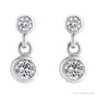 Sapphire Row Natural Gemstone Two-Stone Bezel Earrings - White Sapphire, Platinum (view 2)