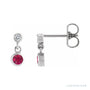 Sapphire Row Natural Gemstone Two-Stone Bezel Earrings - Ruby, Platinum