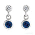 Sapphire Row Natural Gemstone Two-Stone Bezel Earrings - Blue Sapphire, 14K White Gold (view 2)