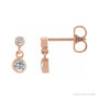 Sapphire Row Natural Gemstone Two-Stone Bezel Earrings - White Sapphire, 14K Rose Gold