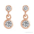Sapphire Row Natural Gemstone Two-Stone Bezel Earrings - White Sapphire, 14K Rose Gold (view 2)