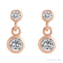 Sapphire Row Natural Gemstone Two-Stone Bezel Earrings - White Sapphire, 14K Rose Gold (view 2)