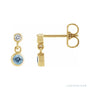 Sapphire Row Natural Gemstone Two-Stone Bezel Earrings - Aquamarine, 14K Yellow Gold