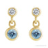 Sapphire Row Natural Gemstone Two-Stone Bezel Earrings - Aquamarine, 14K Yellow Gold (view 2)