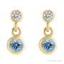 Sapphire Row Natural Gemstone Two-Stone Bezel Earrings - Aquamarine, 14K Yellow Gold (view 2)