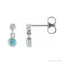 Sapphire Row Natural Gemstone Two-Stone Bezel Earrings - Blue Zircon, 14K White Gold