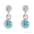 Sapphire Row Natural Gemstone Two-Stone Bezel Earrings - Blue Zircon, 14K White Gold (view 2)