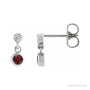 Sapphire Row Natural Gemstone Two-Stone Bezel Earrings - Mozambique Garnet, Platinum
