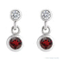 Sapphire Row Natural Gemstone Two-Stone Bezel Earrings - Mozambique Garnet, Platinum (view 2)
