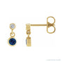 Sapphire Row Natural Gemstone Two-Stone Bezel Earrings - Blue Sapphire, 14K Yellow Gold