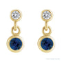 Sapphire Row Natural Gemstone Two-Stone Bezel Earrings - Blue Sapphire, 14K Yellow Gold (view 2)