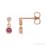 Sapphire Row Natural Gemstone Two-Stone Bezel Earrings - Pink Tourmaline, 14K Rose Gold
