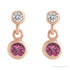 Sapphire Row Natural Gemstone Two-Stone Bezel Earrings - Pink Tourmaline, 14K Rose Gold (view 2)