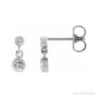 Sapphire Row Natural Gemstone Two-Stone Bezel Earrings - White Sapphire, 14K White Gold