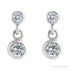 Sapphire Row Natural Gemstone Two-Stone Bezel Earrings - White Sapphire, 14K White Gold (view 2)