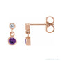 Sapphire Row Natural Gemstone Two-Stone Bezel Earrings - Amethyst, 14K Rose Gold