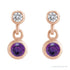 Sapphire Row Natural Gemstone Two-Stone Bezel Earrings - Amethyst, 14K Rose Gold (view 2)