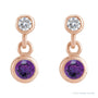 Sapphire Row Natural Gemstone Two-Stone Bezel Earrings - Amethyst, 14K Rose Gold (view 2)