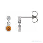 Sapphire Row Natural Gemstone Two-Stone Bezel Earrings - Citrine, 14K White Gold