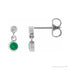 Sapphire Row Natural Gemstone Two-Stone Bezel Earrings - Emerald, 14K White Gold