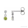 Sapphire Row Natural Gemstone Two-Stone Bezel Earrings - Peridot, 14K White Gold