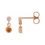 Sapphire Row Natural Gemstone Two-Stone Bezel Earrings - Citrine, 14K Rose Gold