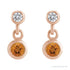 Sapphire Row Natural Gemstone Two-Stone Bezel Earrings - Citrine, 14K Rose Gold (view 2)