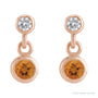 Sapphire Row Natural Gemstone Two-Stone Bezel Earrings - Citrine, 14K Rose Gold (view 2)