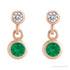Sapphire Row Natural Gemstone Two-Stone Bezel Earrings - Emerald, 14K Rose Gold (view 2)
