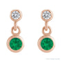 Sapphire Row Natural Gemstone Two-Stone Bezel Earrings - Emerald, 14K Rose Gold (view 2)