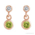 Sapphire Row Natural Gemstone Two-Stone Bezel Earrings - Peridot, 14K Rose Gold (view 2)