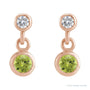 Sapphire Row Natural Gemstone Two-Stone Bezel Earrings - Peridot, 14K Rose Gold (view 2)