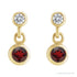 Sapphire Row Natural Gemstone Two-Stone Bezel Earrings - Mozambique Garnet, 14K Yellow Gold (view 2)