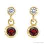 Sapphire Row Natural Gemstone Two-Stone Bezel Earrings - Mozambique Garnet, 14K Yellow Gold (view 2)