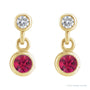 Sapphire Row Natural Gemstone Two-Stone Bezel Earrings - Ruby, 14K Yellow Gold (view 2)