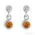 Sapphire Row Natural Gemstone Two-Stone Bezel Earrings - Citrine, Platinum (view 2)