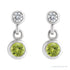Sapphire Row Natural Gemstone Two-Stone Bezel Earrings - Peridot, Platinum (view 2)